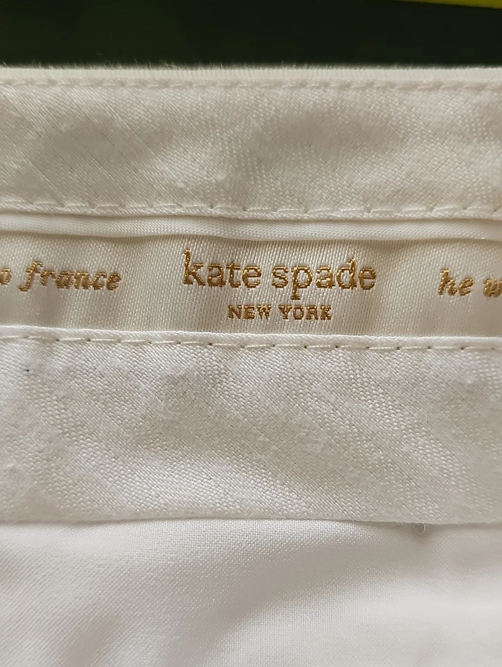 kate spade White Pants with Gold Accent, ‎ Bows At Ankle. Size 4